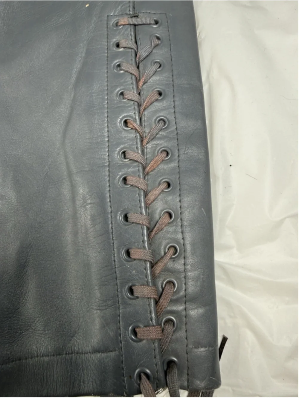 1979 West German Bundeswehr Gray Leather Motorcycle Trousers Beckumer Lederwerk